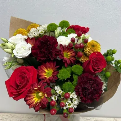 Hand Tied Seasonal Bouquet Wrap in Vista California, Crozier's Flowers and Plants